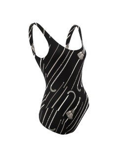 Hermès Black Cannes Et Canne Printed Swimsuit Size XS