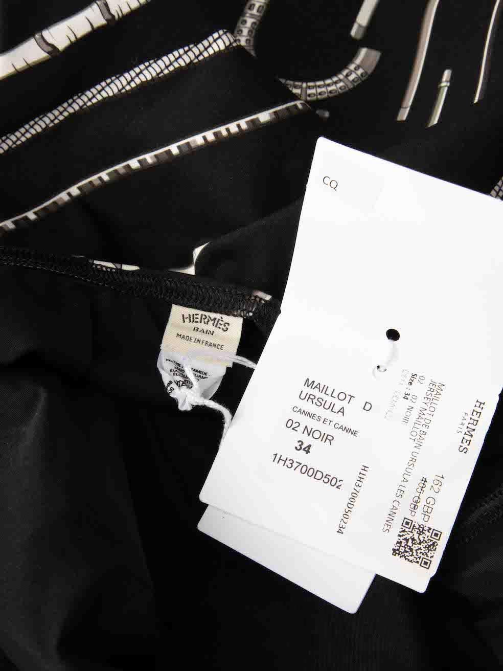 Women's Hermès Black Cannes Et Canne Printed Swimsuit Size XS