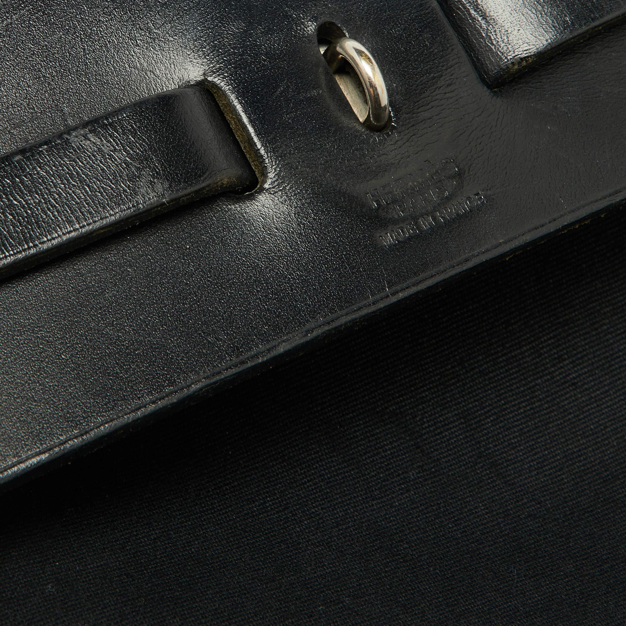 Hermes Black Canvas and Leather Herbag 39 Bag 9