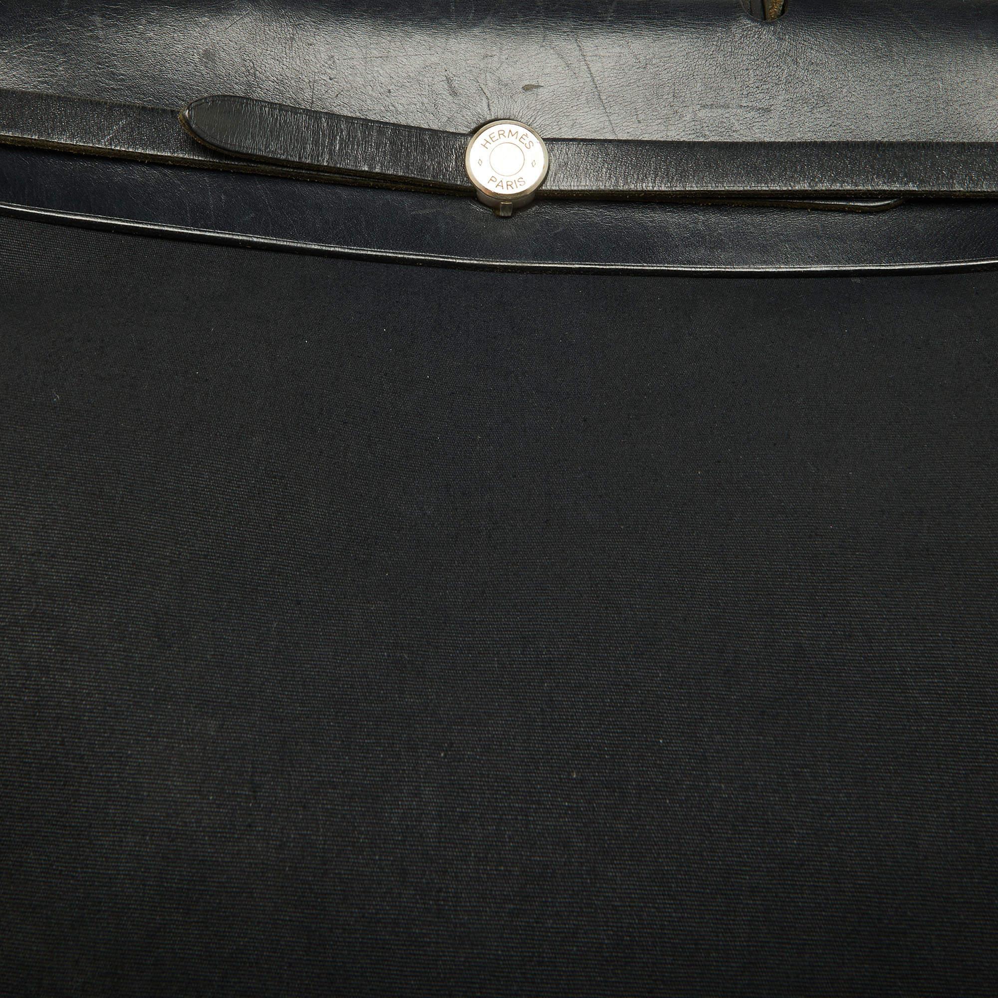 Hermes Black Canvas and Leather Herbag 39 Bag 10