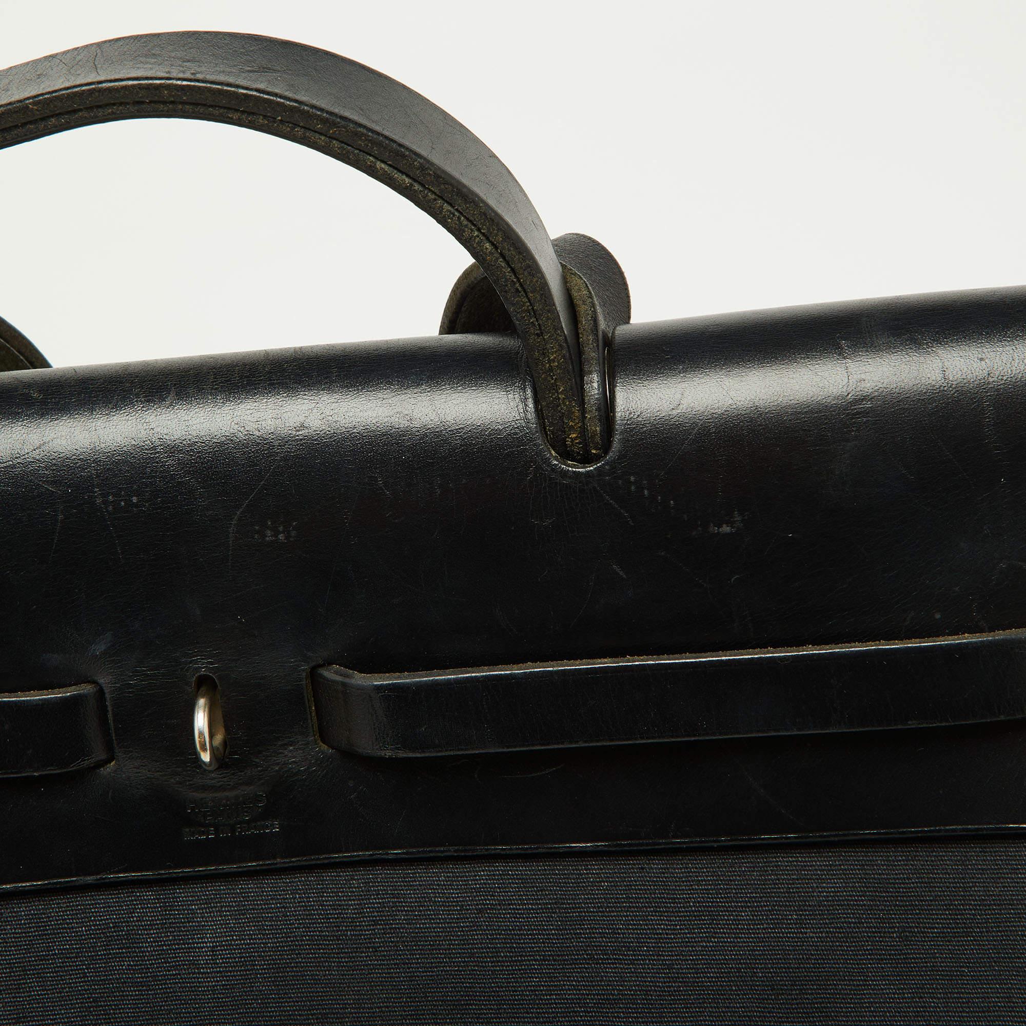 Hermes Black Canvas and Leather Herbag 39 Bag 2