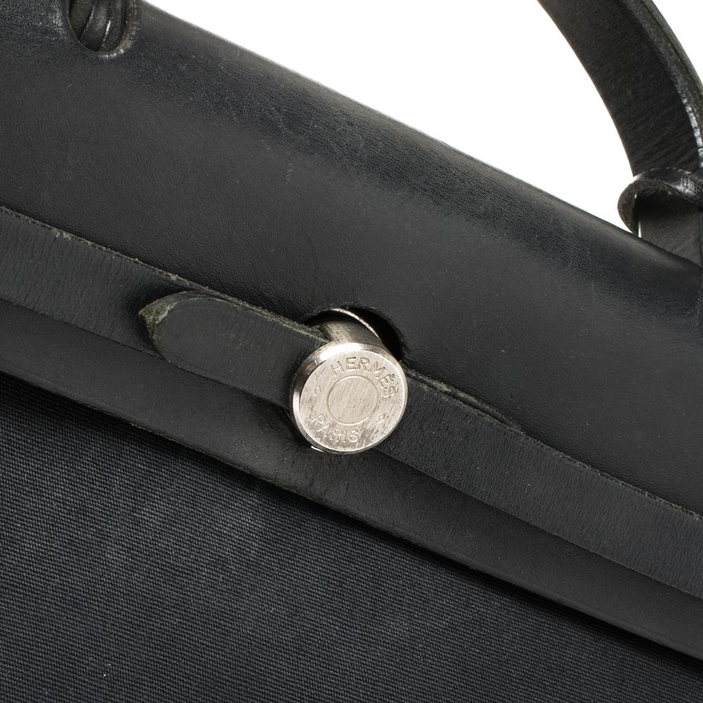 Hermès Black Canvas and Leather Herbag Zip 31 Bag 4