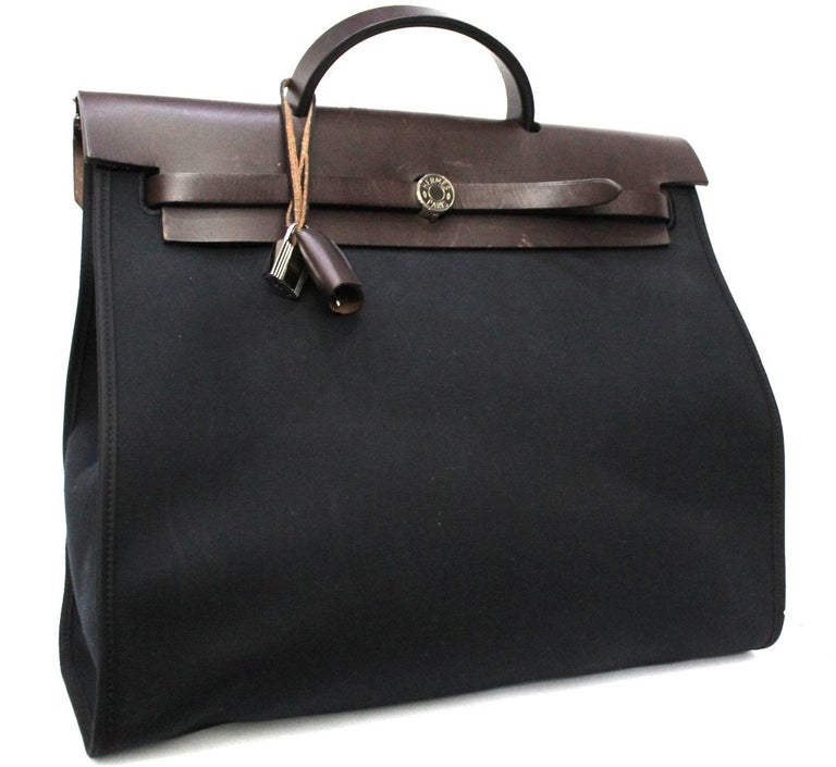 Hermès Black Canvas and Leather Herbag Zip 39 Bag at 1stDibs hermes herbag zip 39, hermes