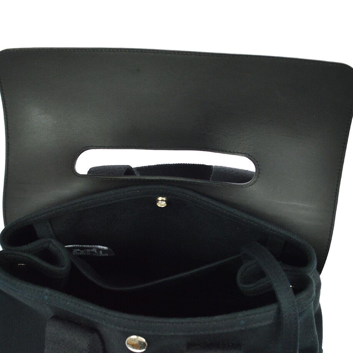 Hermes Black Canvas Leather Trim Top Carryall Handle Satchel Tote Bag in Box 1