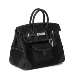 Hermès Black Canvas & Swift Leather Cargo Birkin 25cm Retourne