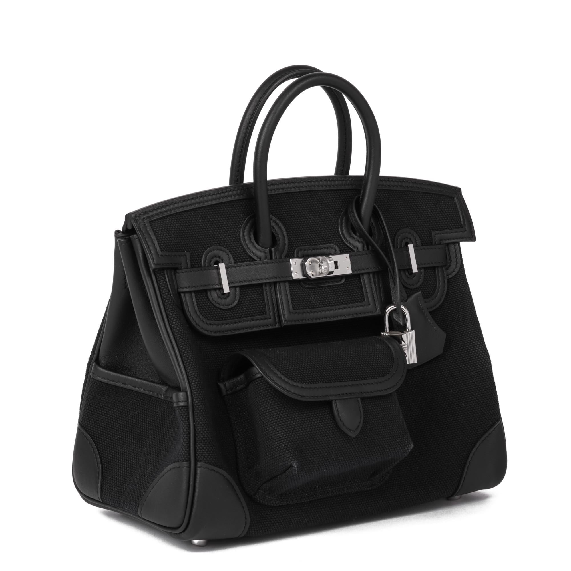Hermès Black Canvas & Swift Leather Cargo Birkin 25cm Retourne

CONDITION NOTES
This item is in unworn condition.

BRAND	Hermès
MODEL	Birkin 25cm
AGE	2022
GENDER	Women's
MATERIAL(S)	Canvas, Swift