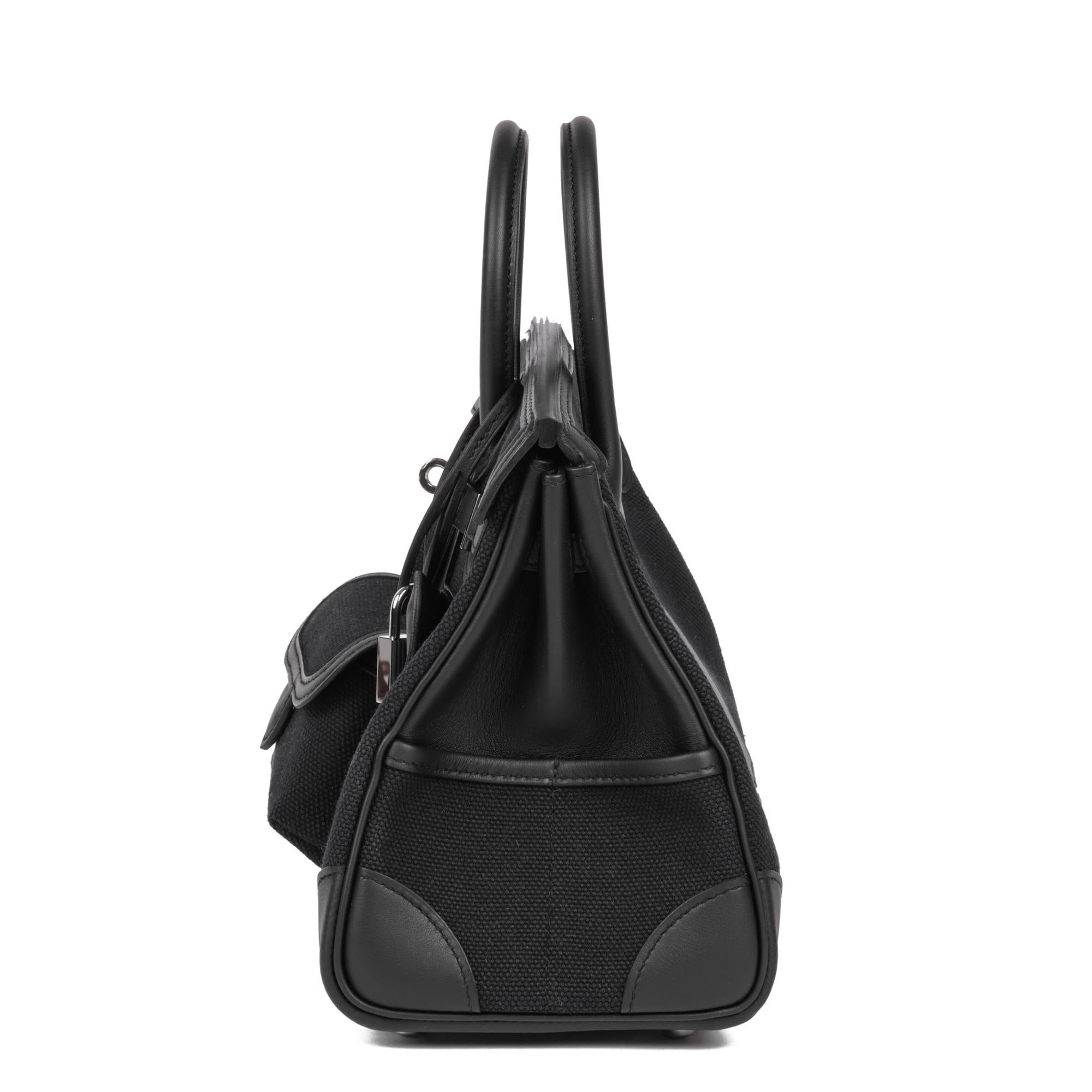Women's Hermès Black Canvas & Swift Leather Cargo Birkin 25cm Retourne