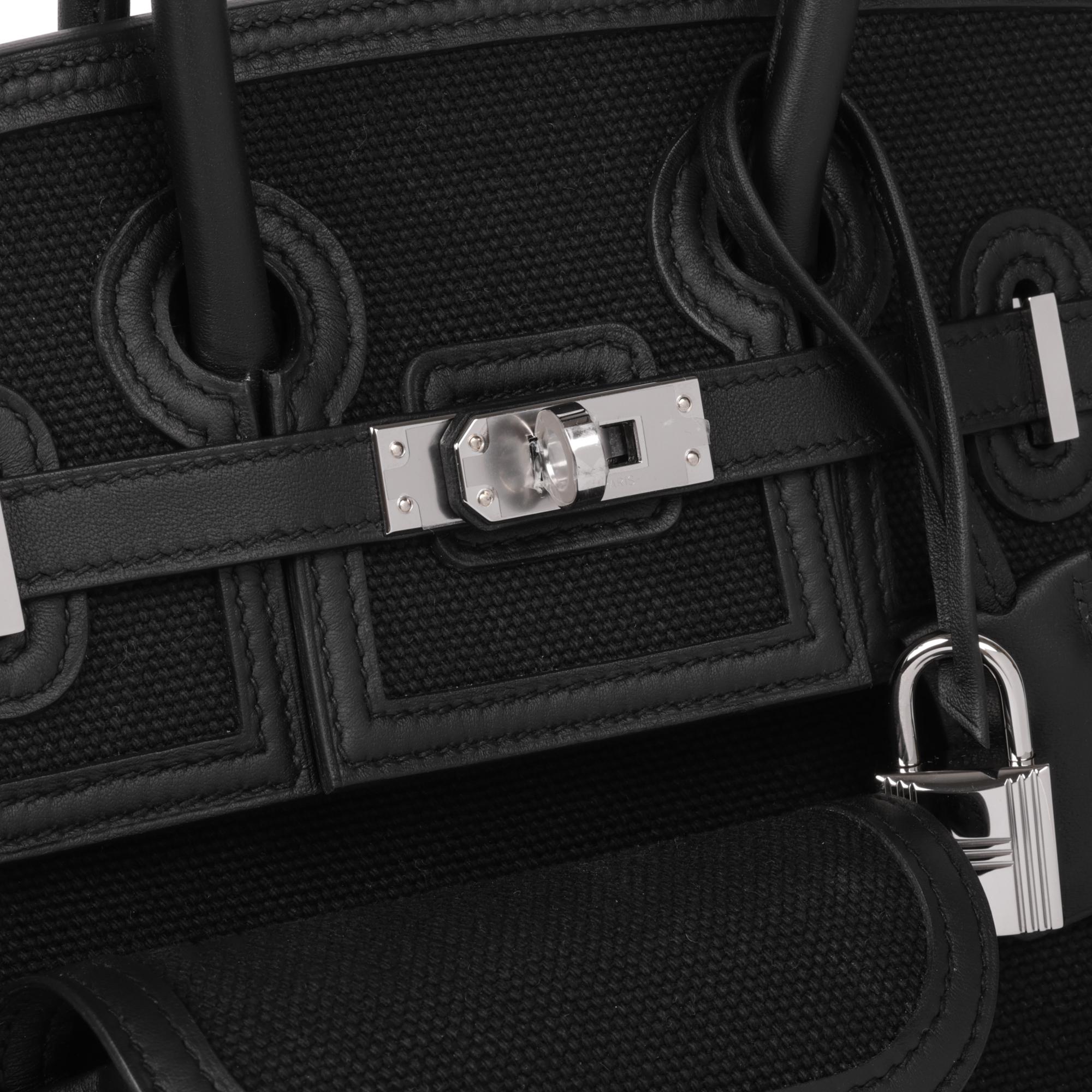 Hermès Black Canvas & Swift Leather Cargo Birkin 25cm Retourne 3