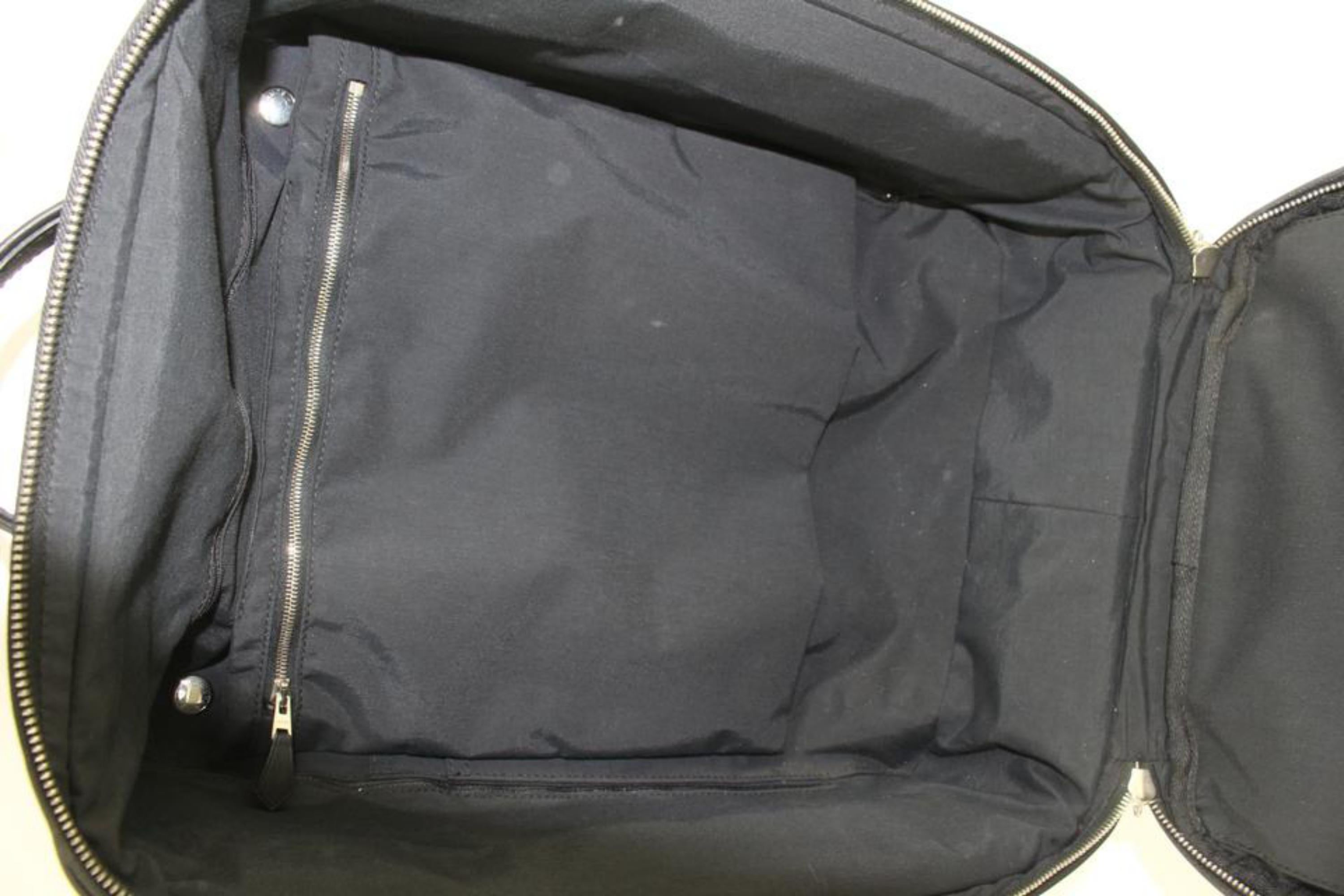 Hermès Toile noire x cuir Herline Rolling Luggage Trolley Suitcase 1122h2 en vente 5