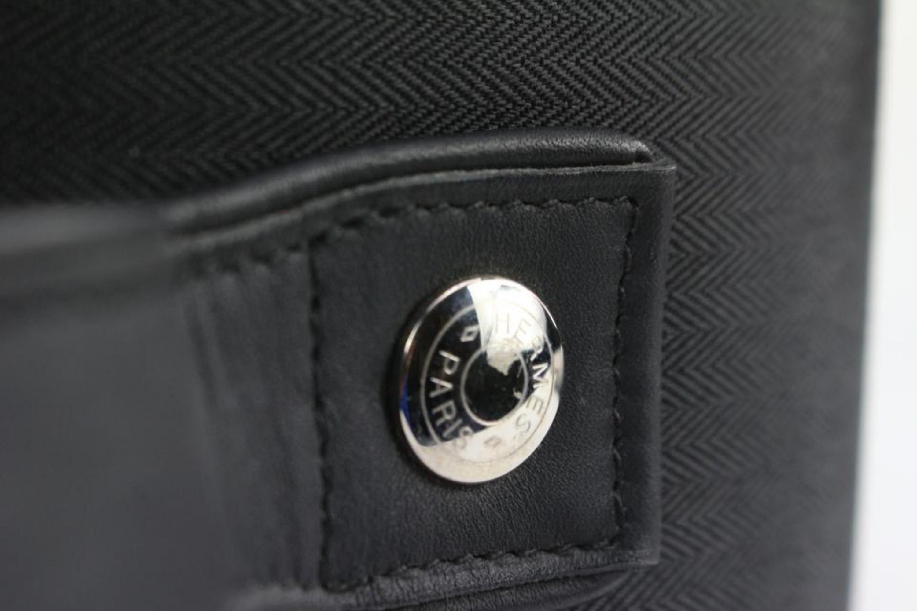 Hermès Schwarzes Segeltuch x Leder Herline Rollendes Gepäck Trolley Koffer 1122h2 im Zustand „Gut“ im Angebot in Dix hills, NY