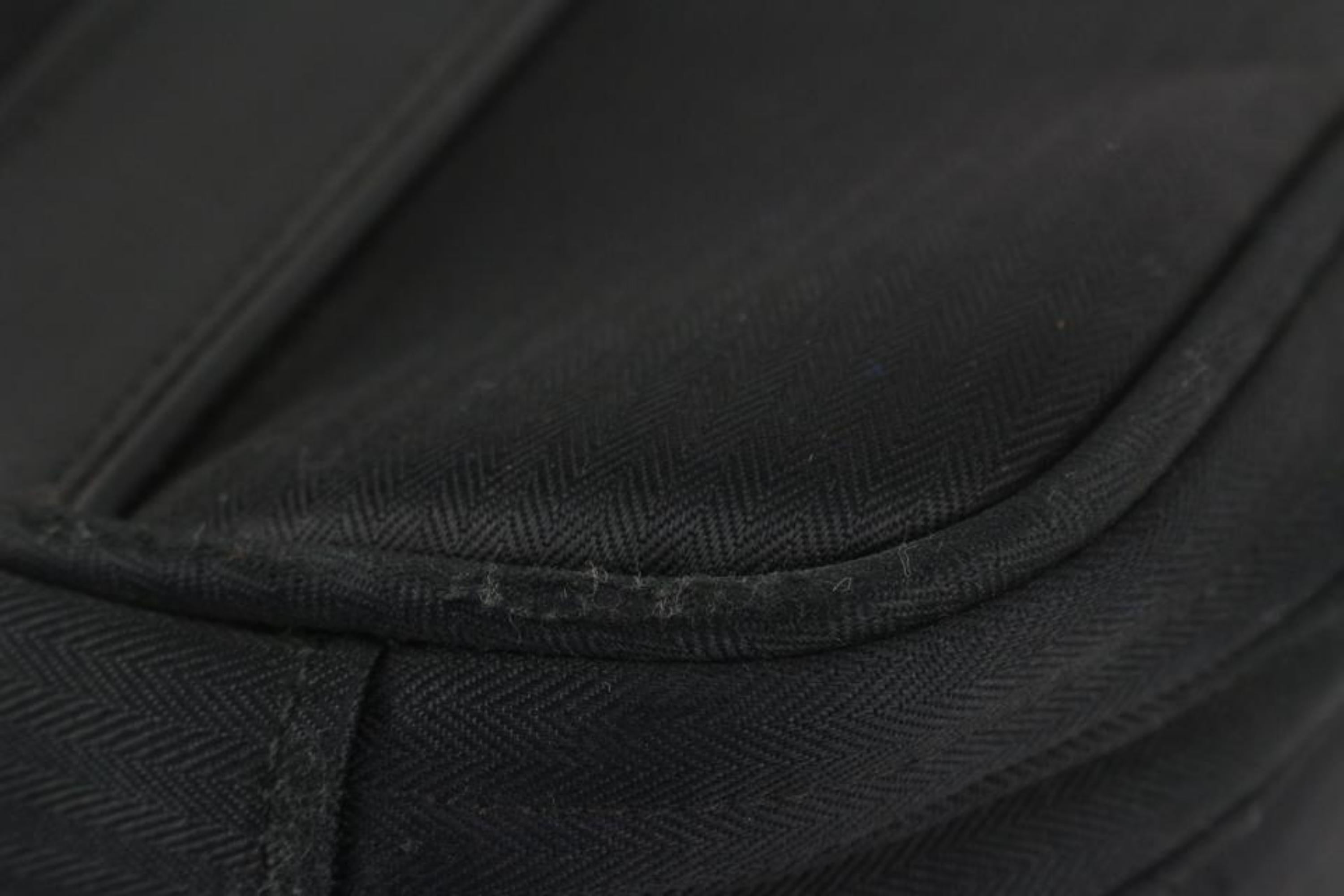 Hermès Toile noire x cuir Herline Rolling Luggage Trolley Suitcase 1122h2 Bon état - En vente à Dix hills, NY