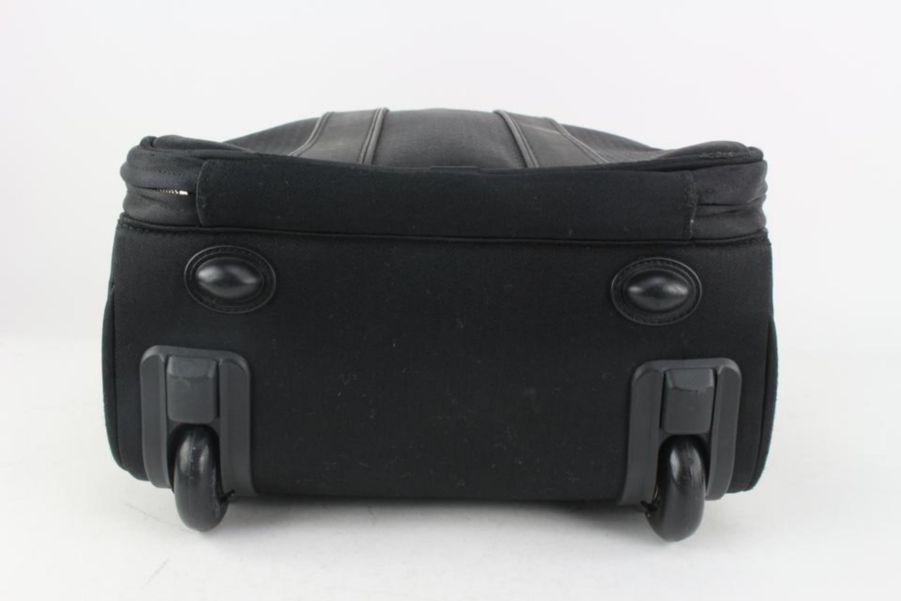 Hermès Toile noire x cuir Herline Rolling Luggage Trolley Suitcase 1122h2 en vente 1