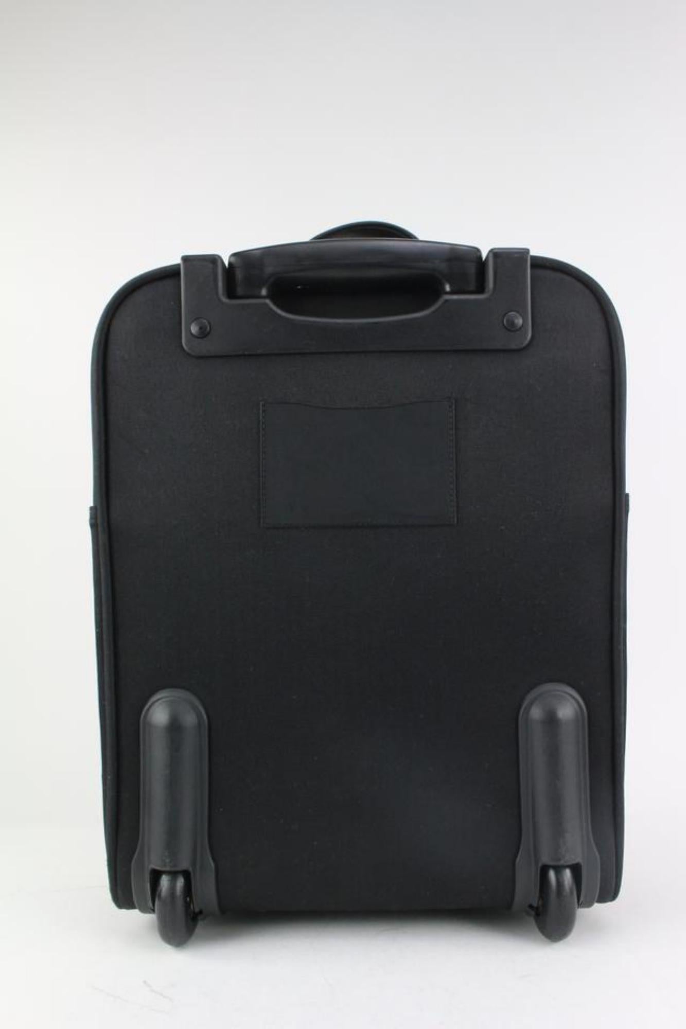 Hermès Toile noire x cuir Herline Rolling Luggage Trolley Suitcase 1122h2 en vente 2