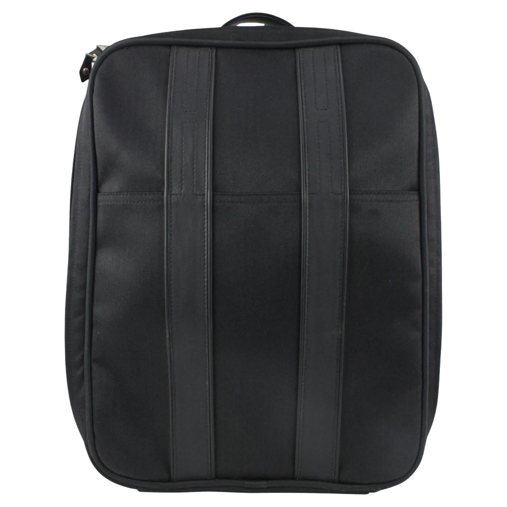Hermès Toile noire x cuir Herline Rolling Luggage Trolley Suitcase 1122h2 en vente