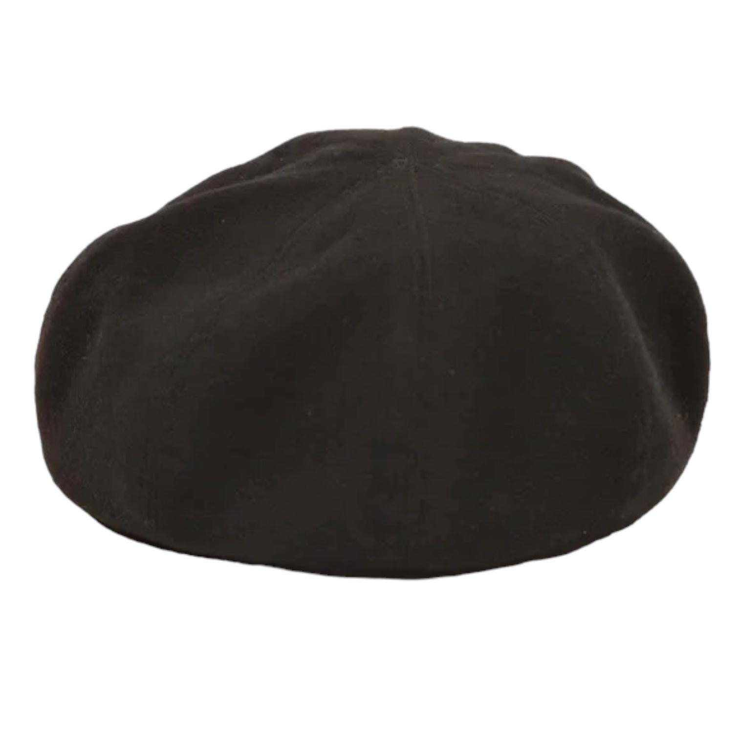 HERMES Black Cashmere Cap Hat Sz 56 Vintage In Good Condition In Hollywood, FL