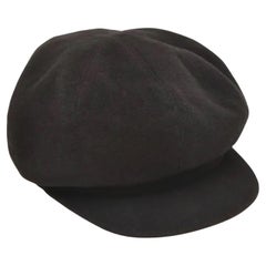 HERMES Black Cashmere Cap Hat Sz 56 Vintage