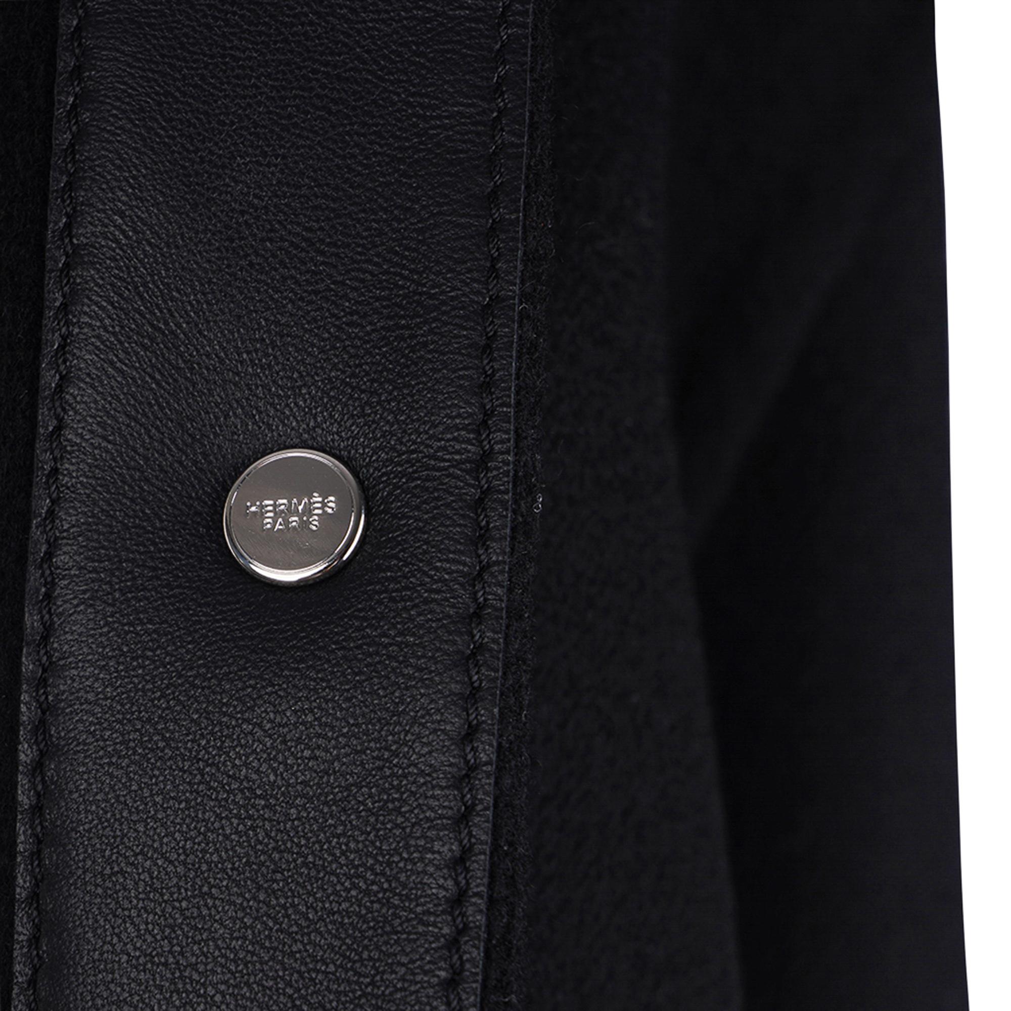 Hermes Black Cashmere Jacket Palladium Medor Snaps 40 / 6 For Sale 4
