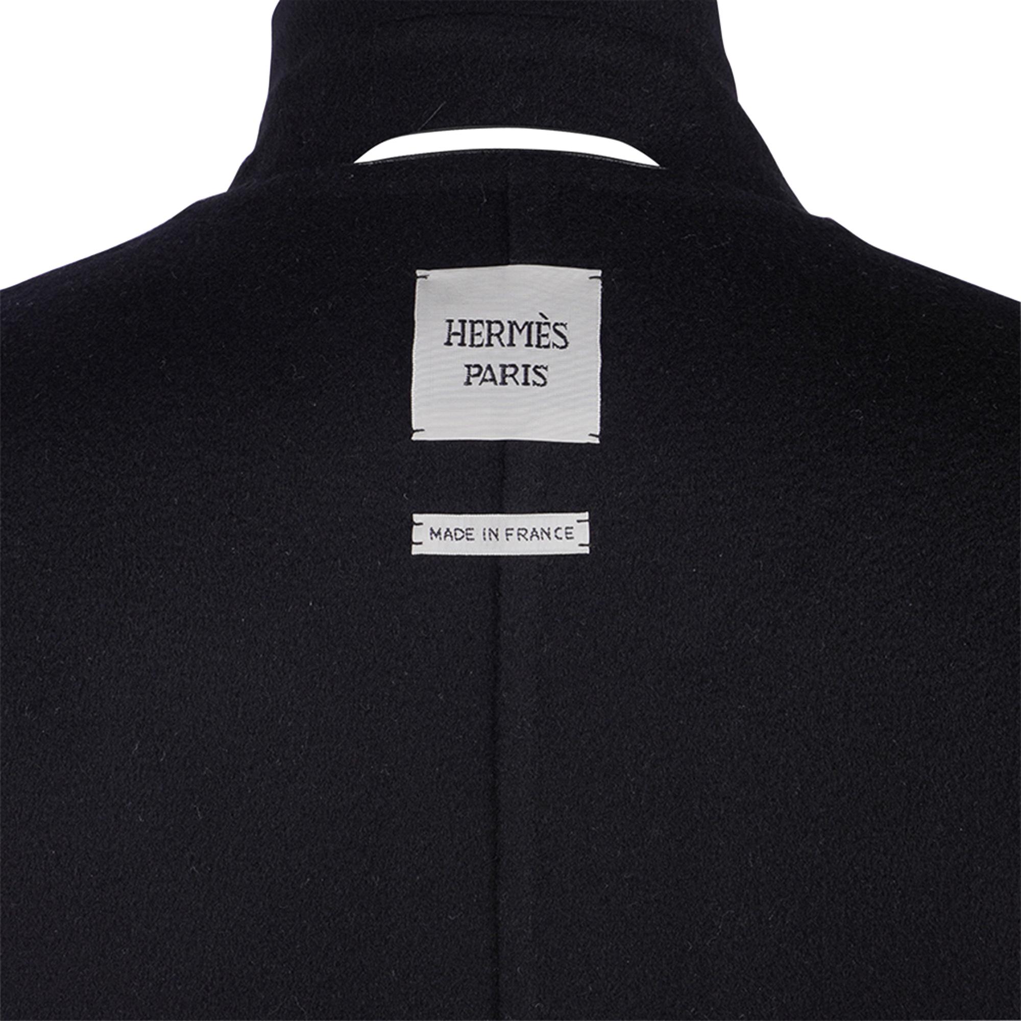 Hermes Black Cashmere Jacket Palladium Medor Snaps 40 / 6 For Sale 5