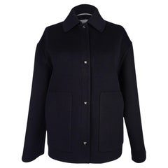 Hermes Black Cashmere Jacket Palladium Medor Snaps 40 / 6