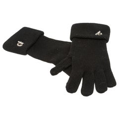 Hermes Black Cashmere Knit Gloves