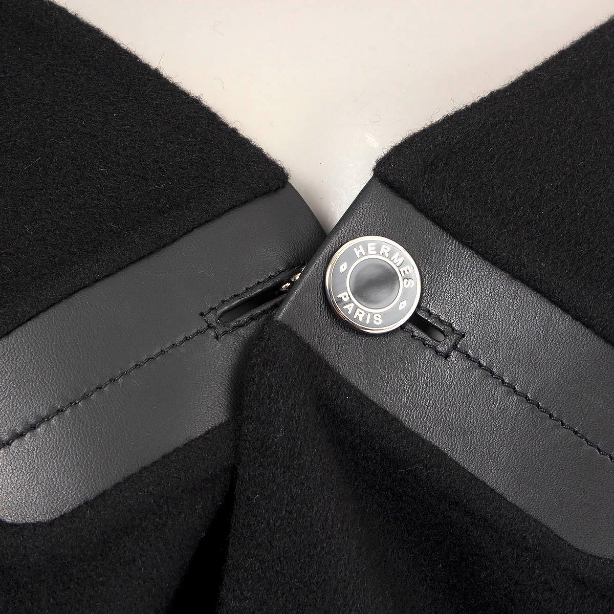 HERMES black cashmere LEATHER TRIM Cape Jacket One Size For Sale 2