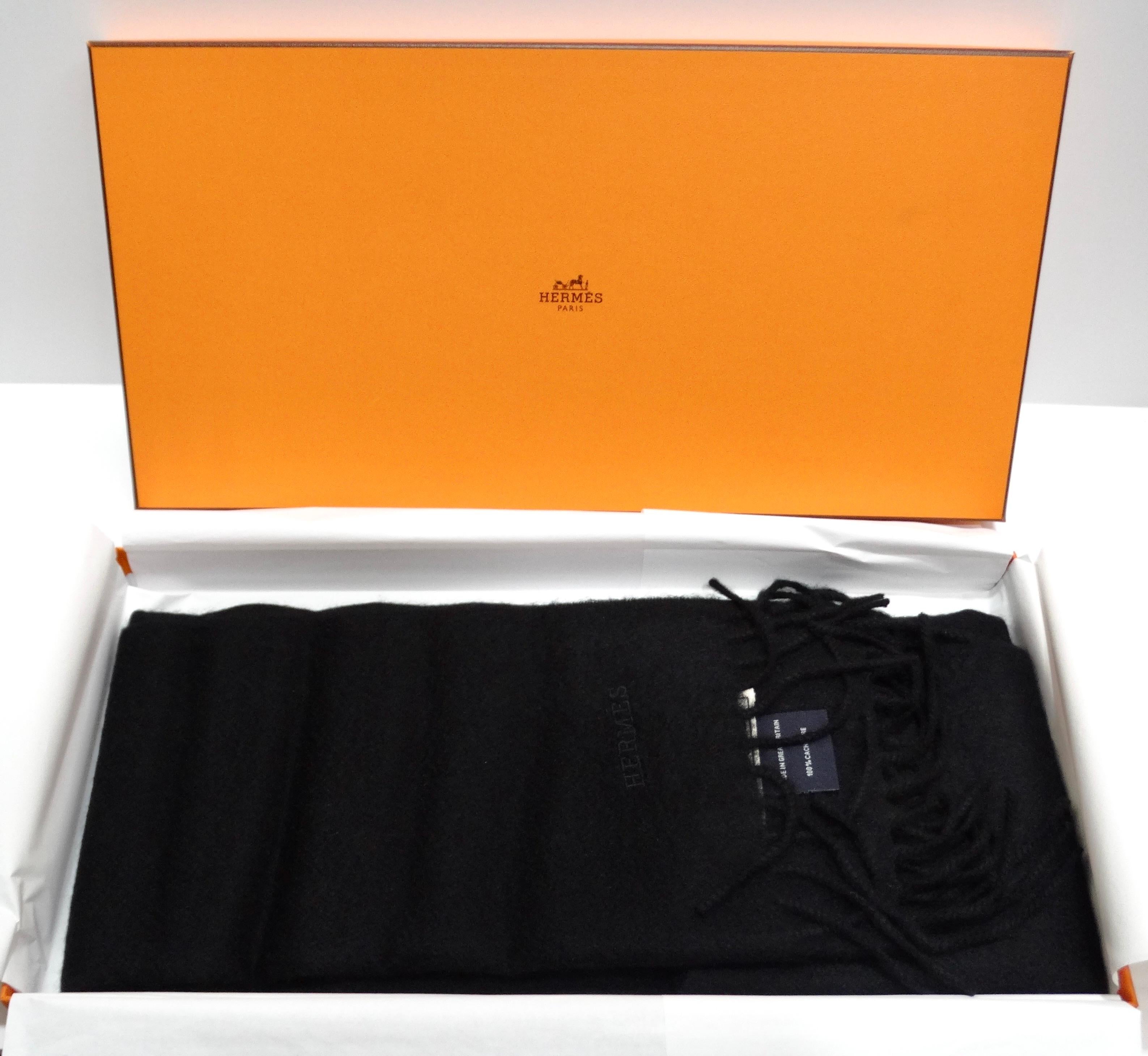 Hermes Black Cashmere Scarf In New Condition For Sale In Scottsdale, AZ