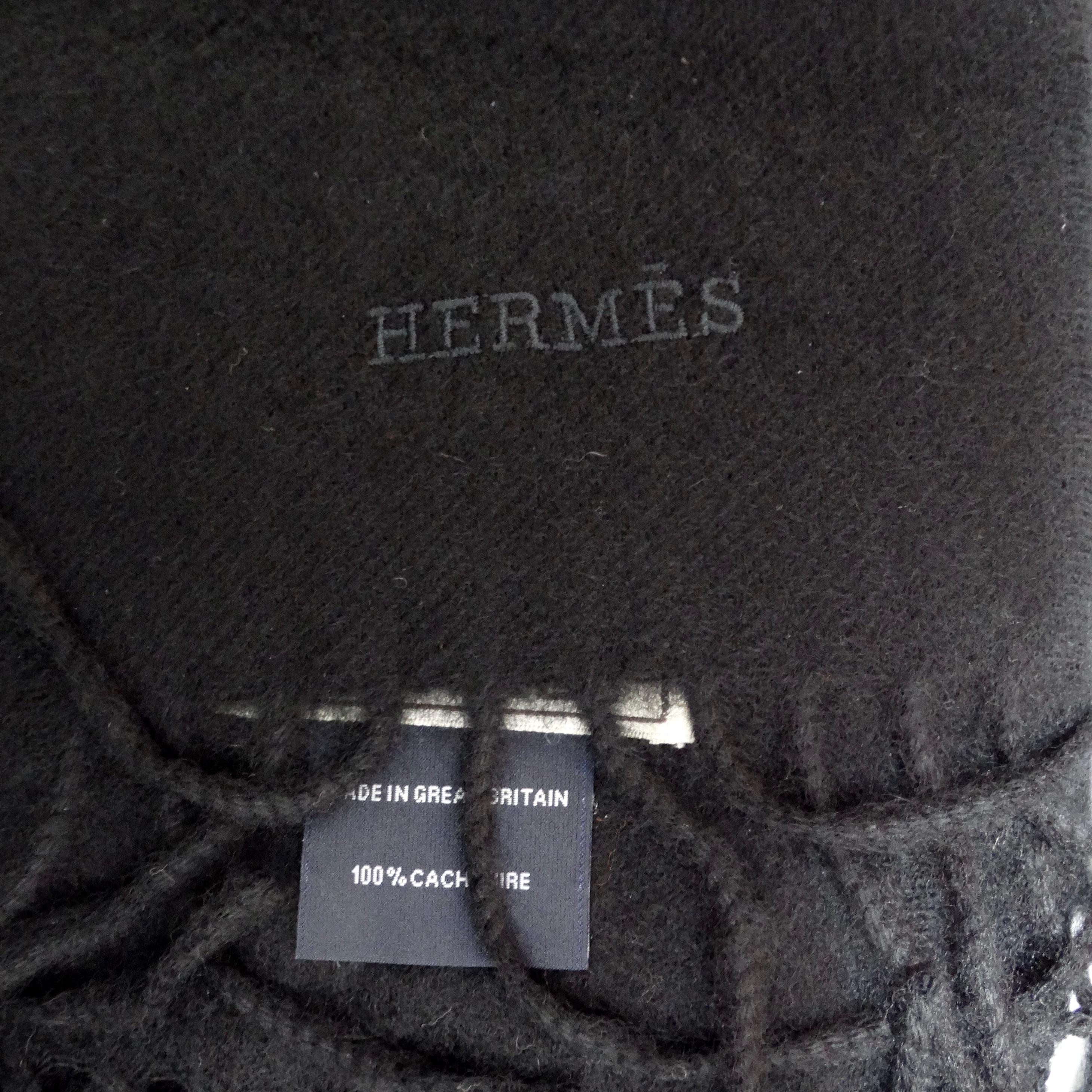 Women's or Men's Hermes Black Cashmere Scarf For Sale