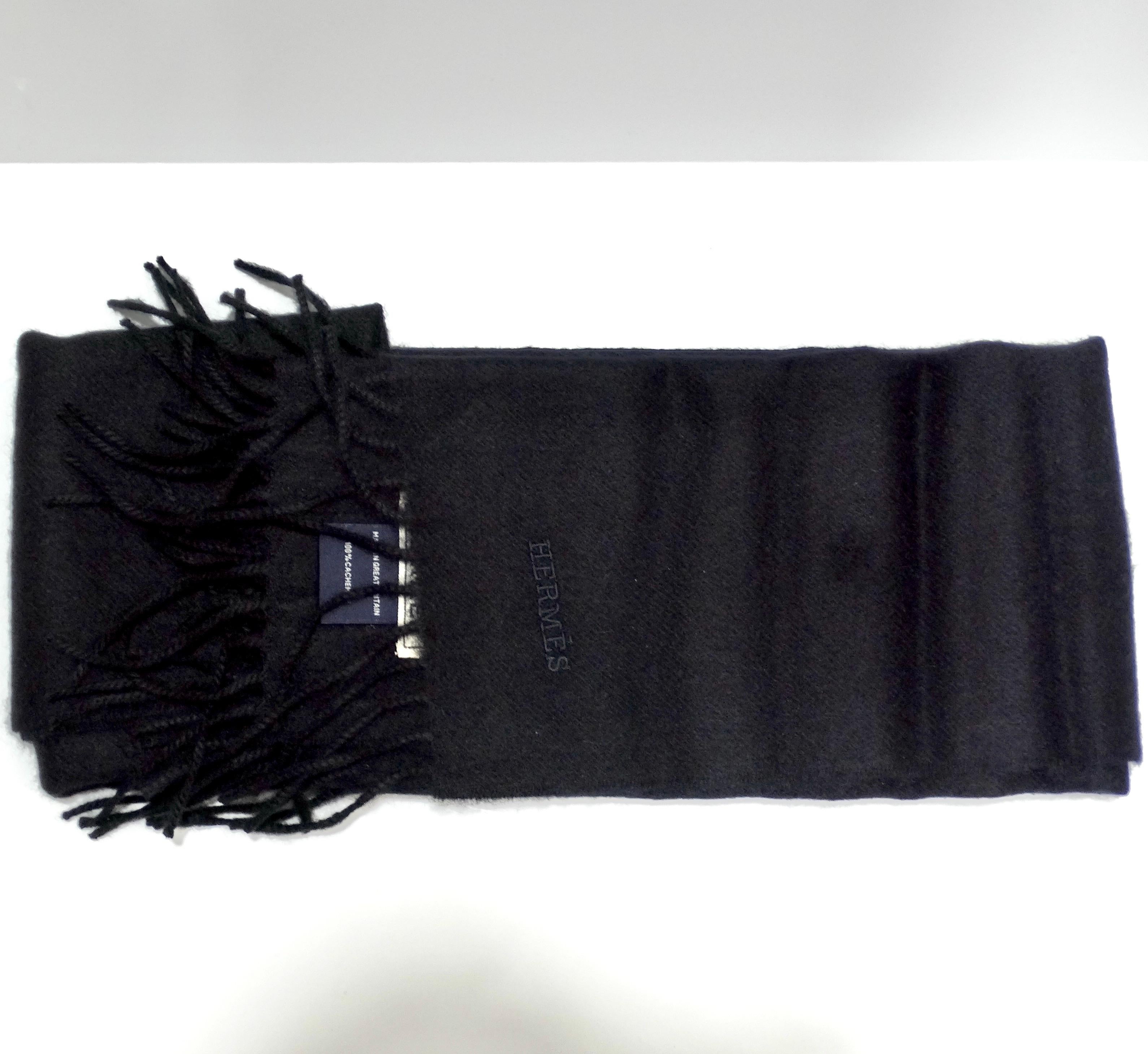 Hermes Black Cashmere Scarf For Sale 1