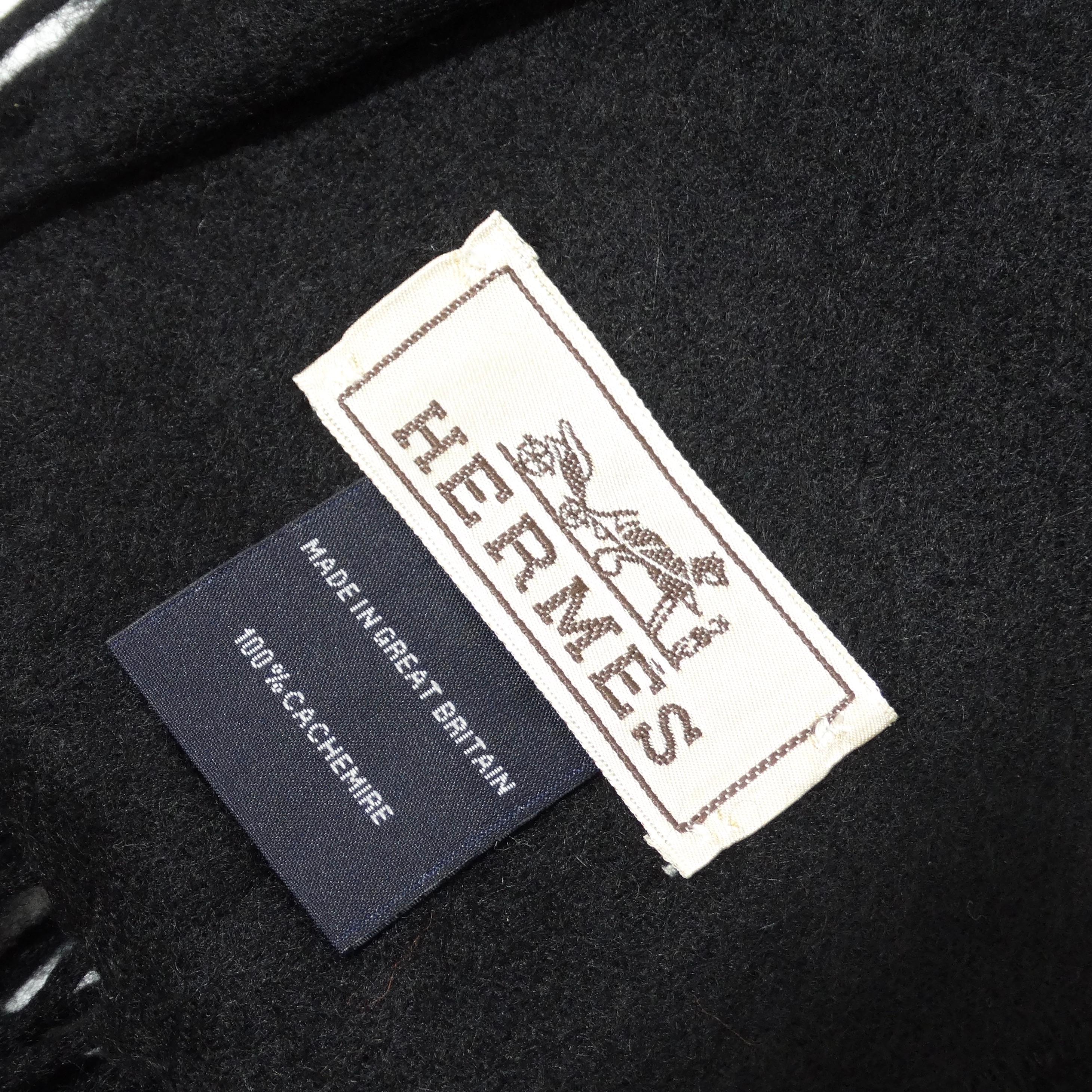 Hermes Black Cashmere Scarf For Sale 2
