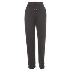 Hermes Pantaloni Jog con coulisse in cashmere e seta neri M.