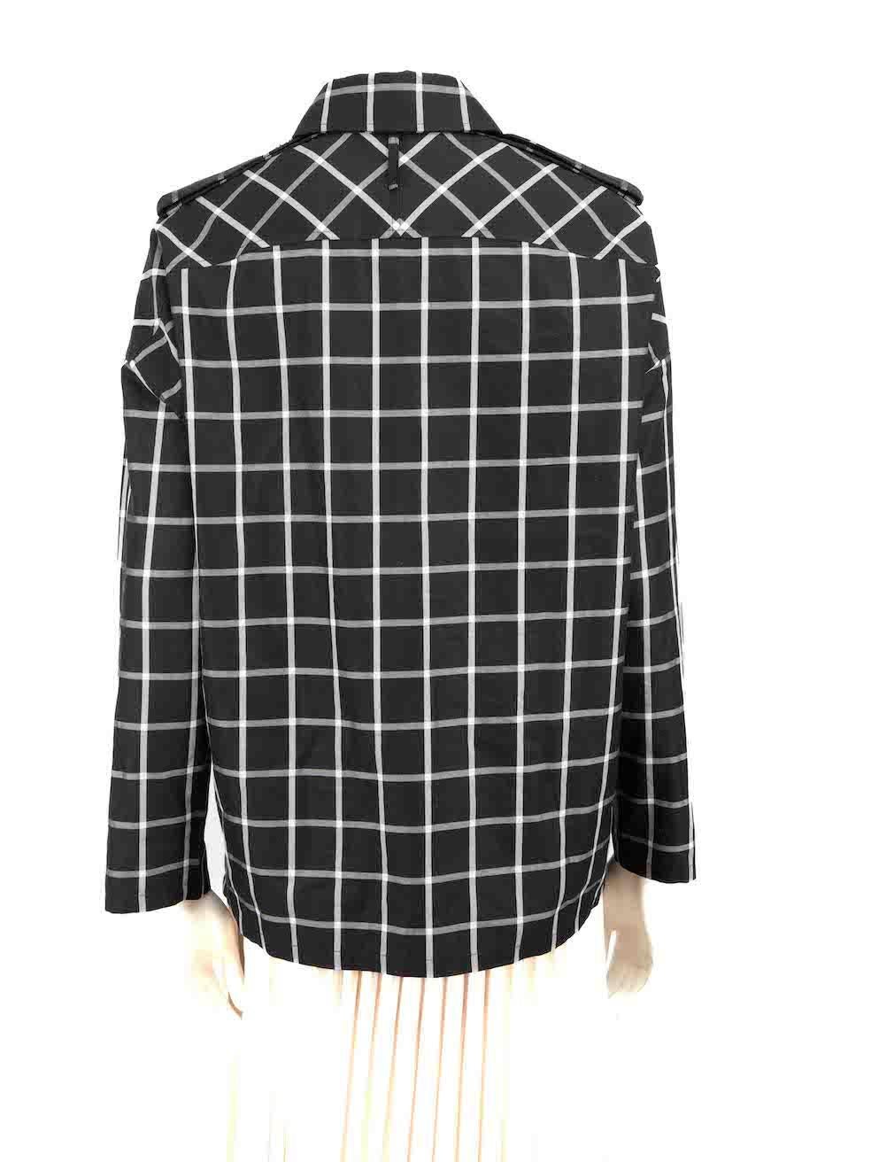 Hermès Black Checkered Zipped Long Sleeve Shirt Size S In Good Condition For Sale In London, GB