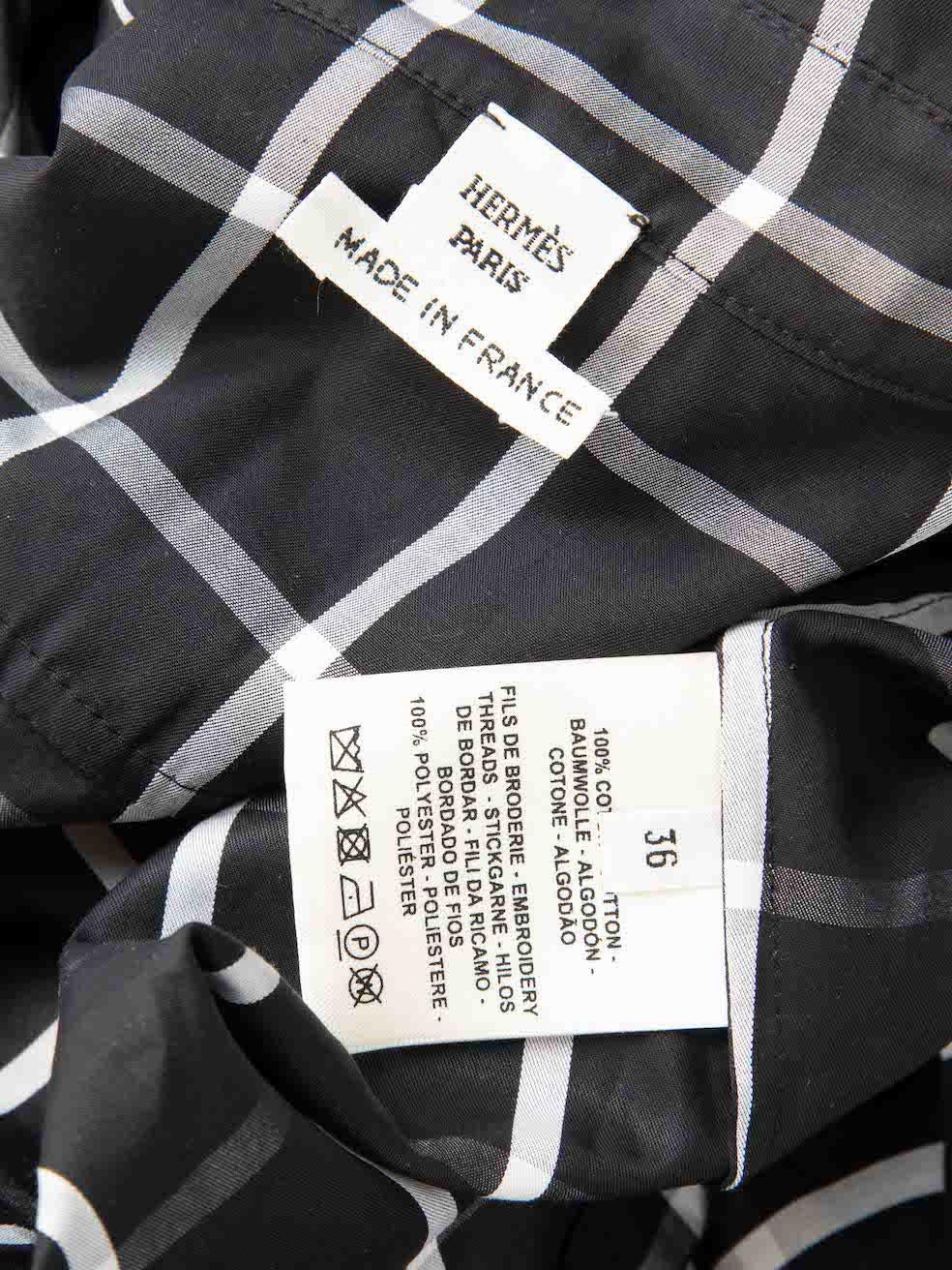 Hermès Black Checkered Zipped Long Sleeve Shirt Size S For Sale 1