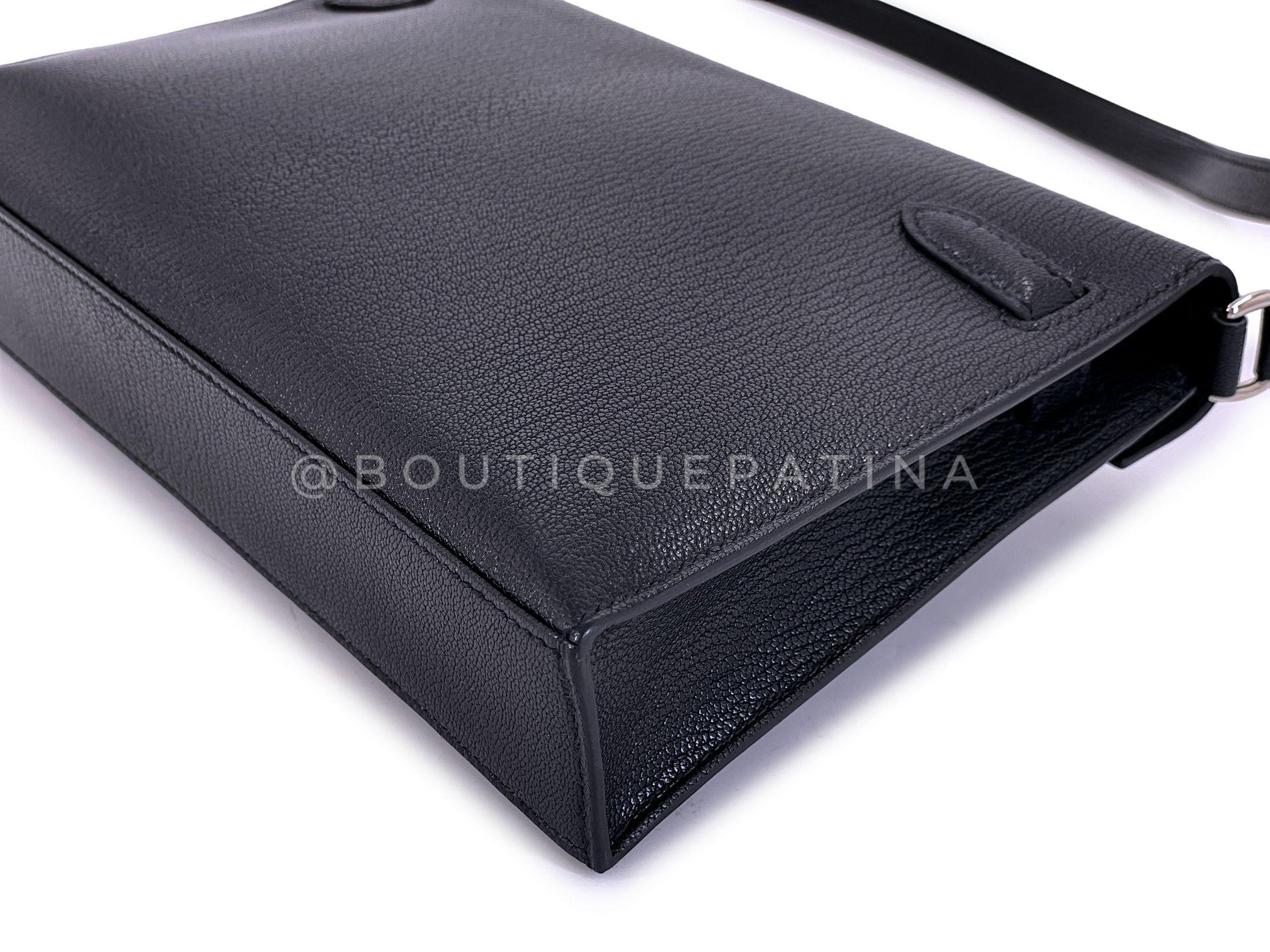Hermès Borsa nera Chèvre Chamkila Kelly Elan Palladium PHW 68890 in vendita 6