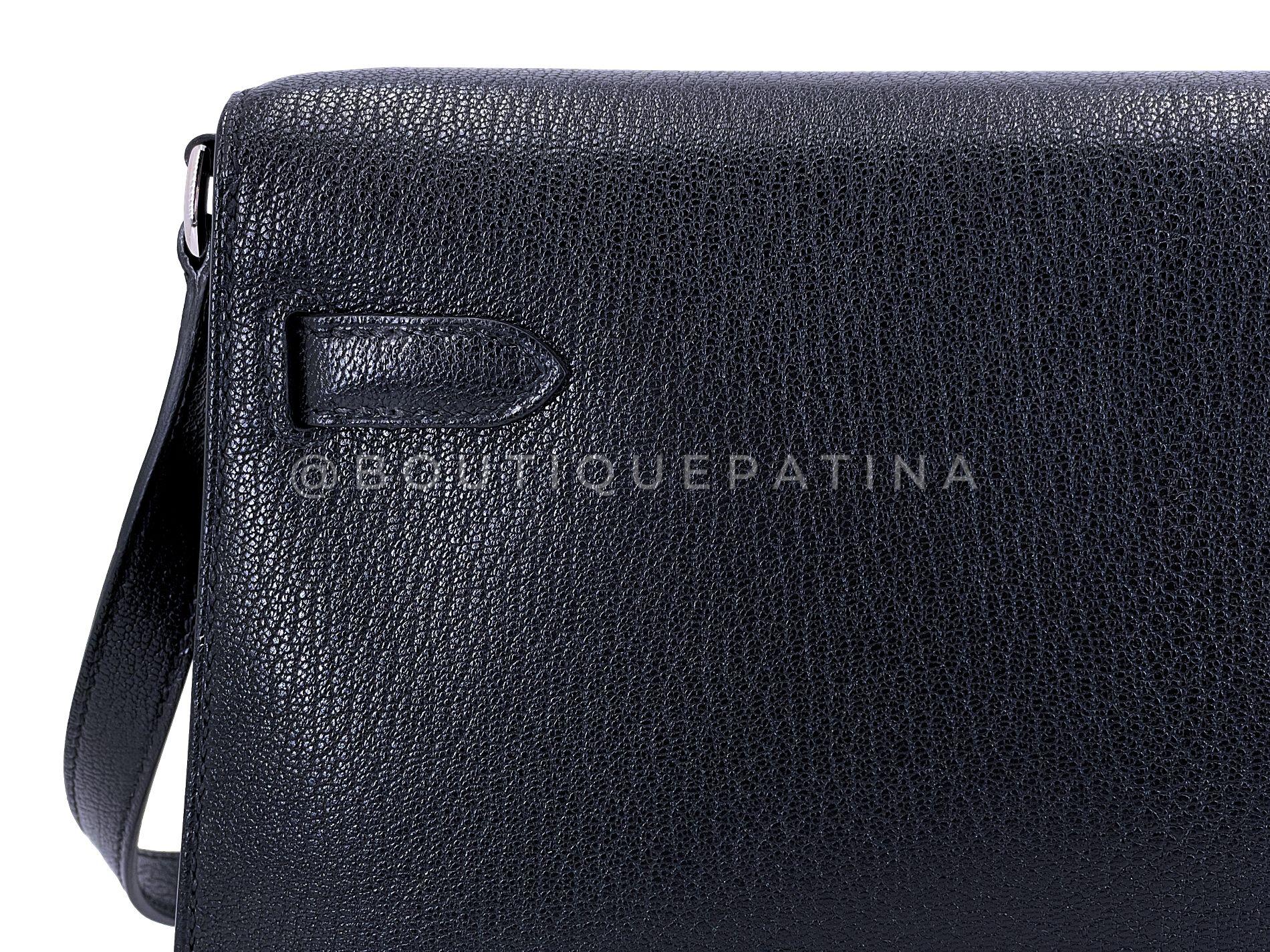 Hermès Borsa nera Chèvre Chamkila Kelly Elan Palladium PHW 68890 in vendita 11