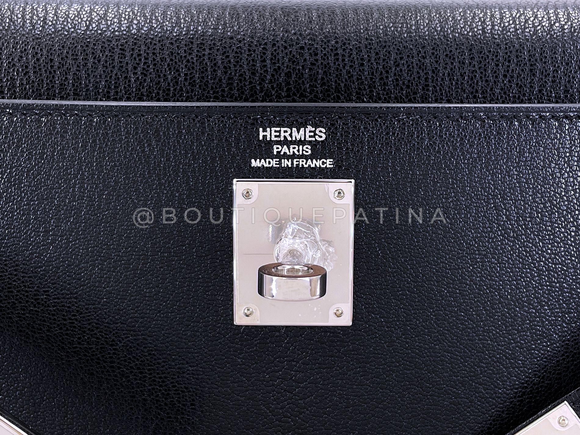 Hermès Borsa nera Chèvre Chamkila Kelly Elan Palladium PHW 68890 in vendita 14