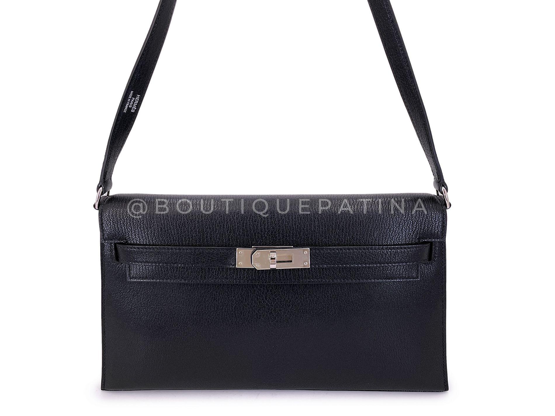 Nero Hermès Borsa nera Chèvre Chamkila Kelly Elan Palladium PHW 68890 in vendita