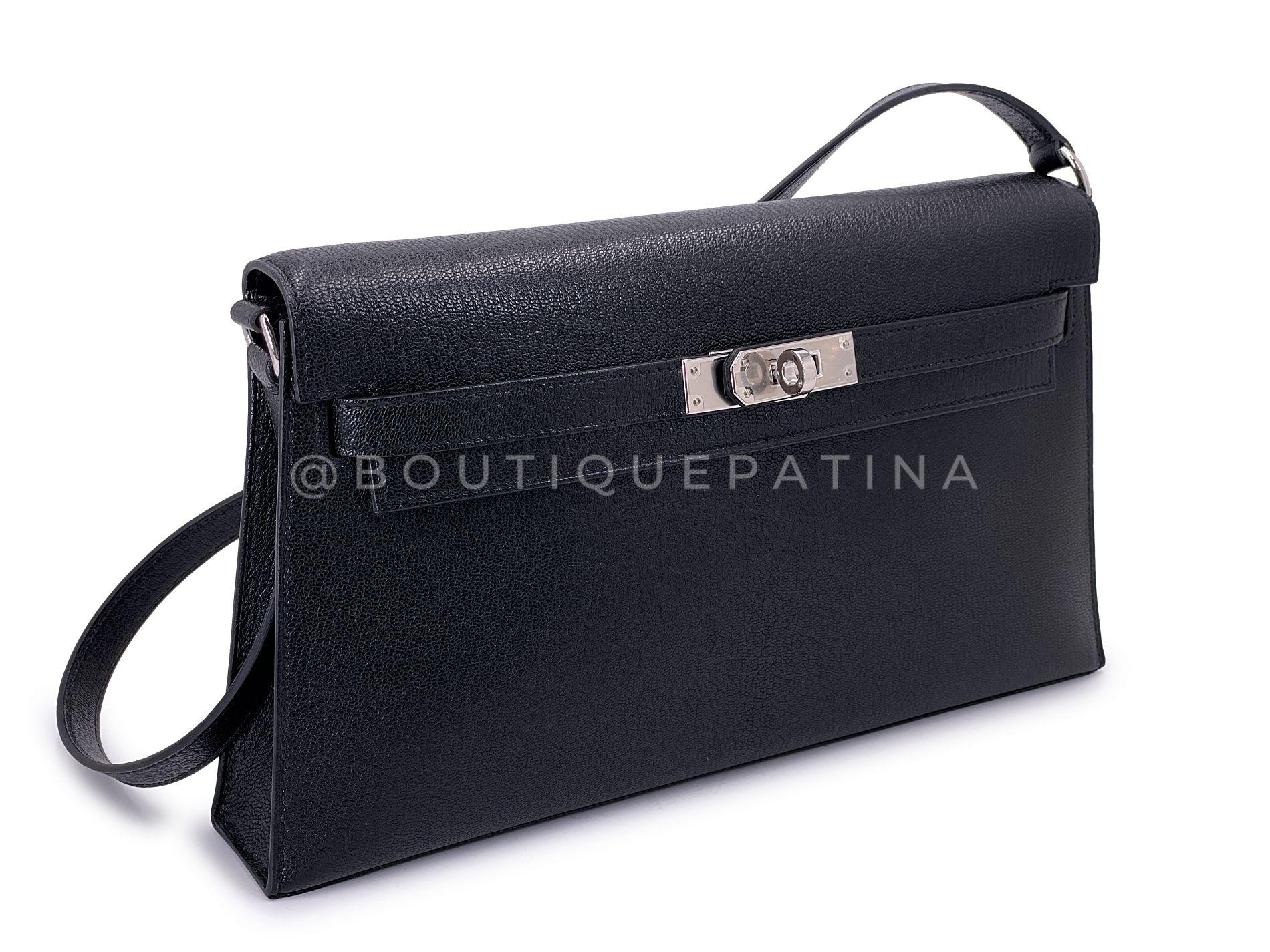 Hermès Borsa nera Chèvre Chamkila Kelly Elan Palladium PHW 68890 In condizioni ottime in vendita a Costa Mesa, CA