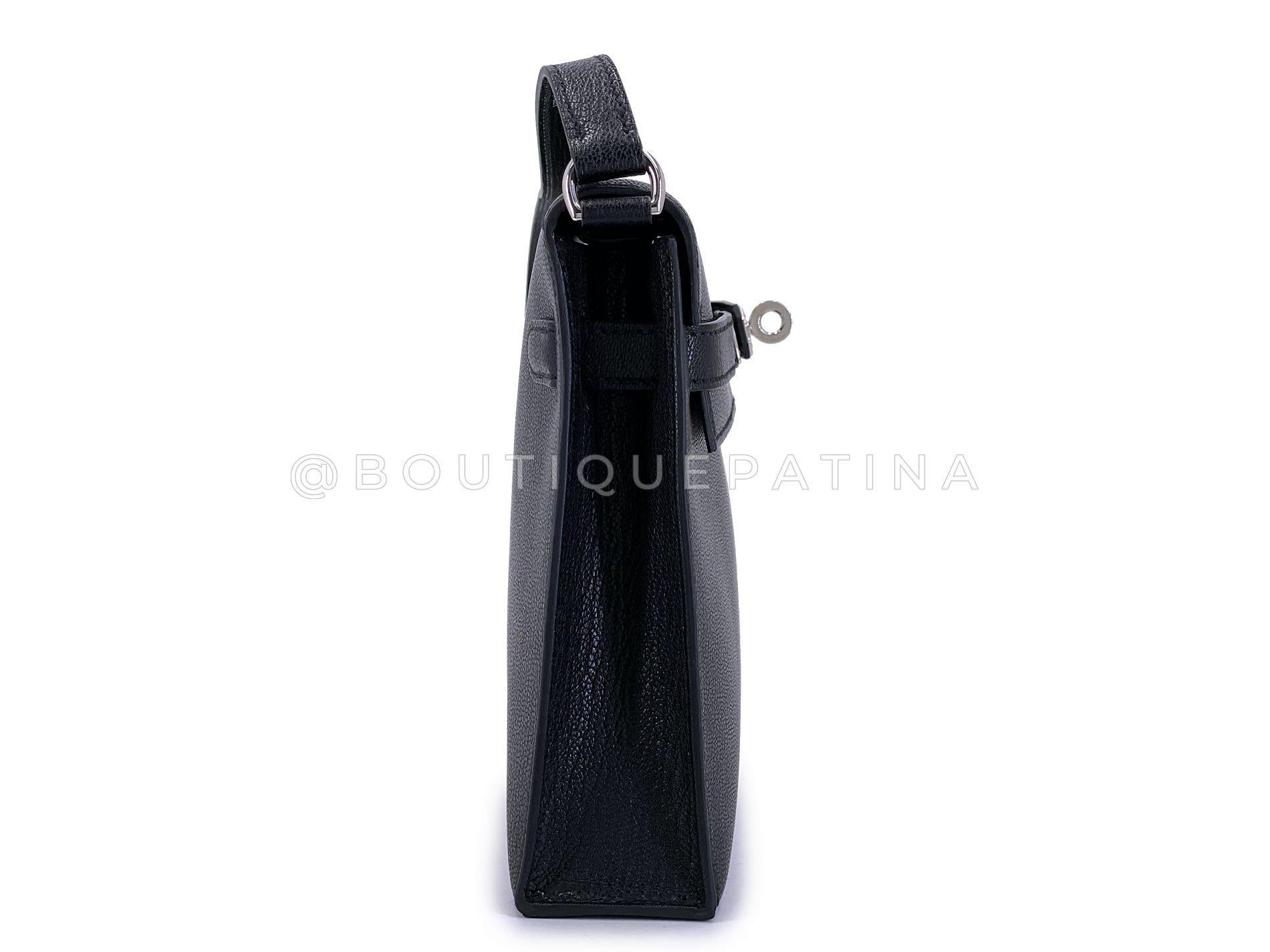 Donna Hermès Borsa nera Chèvre Chamkila Kelly Elan Palladium PHW 68890 in vendita