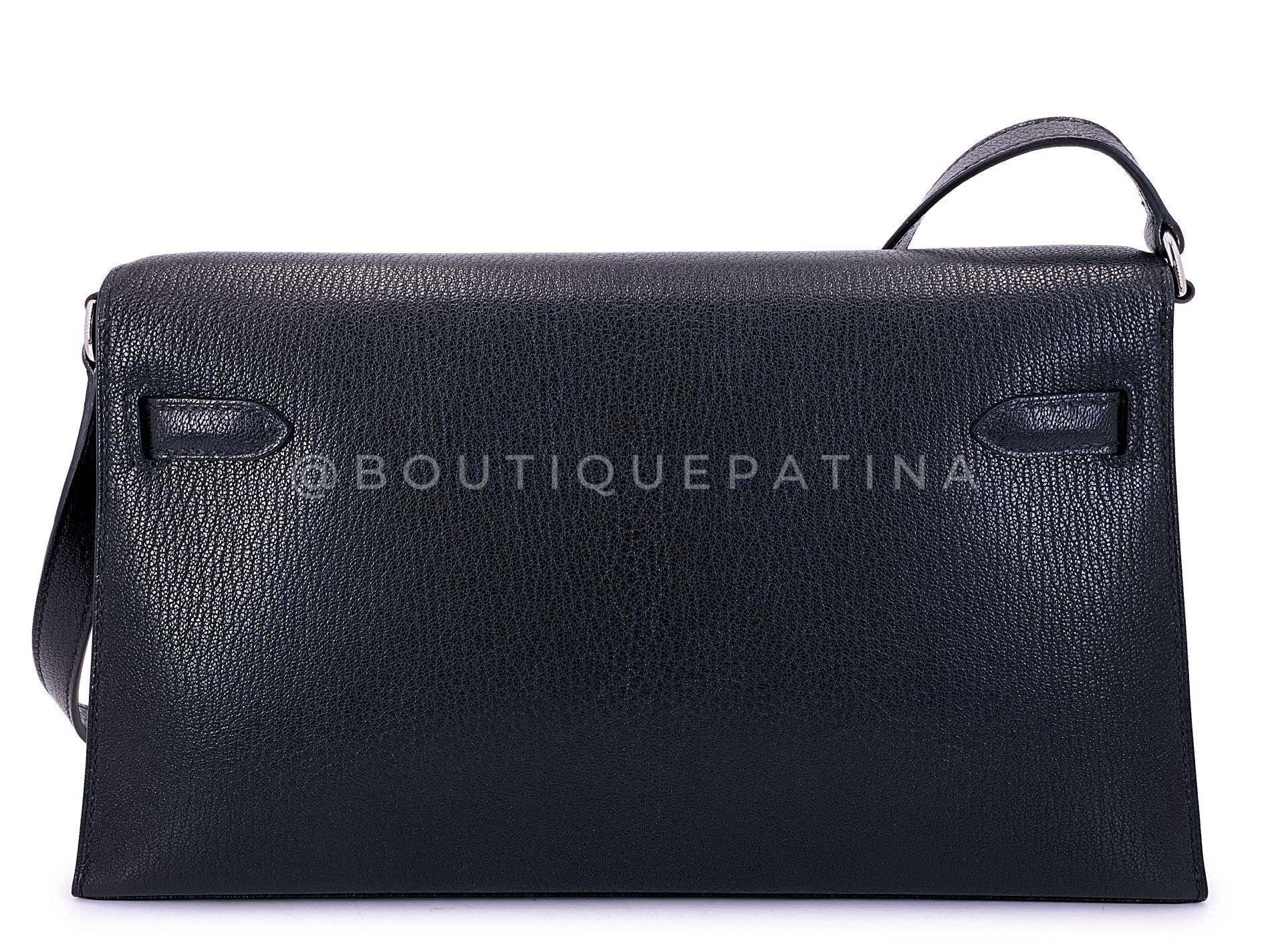 Hermès Borsa nera Chèvre Chamkila Kelly Elan Palladium PHW 68890 in vendita 1