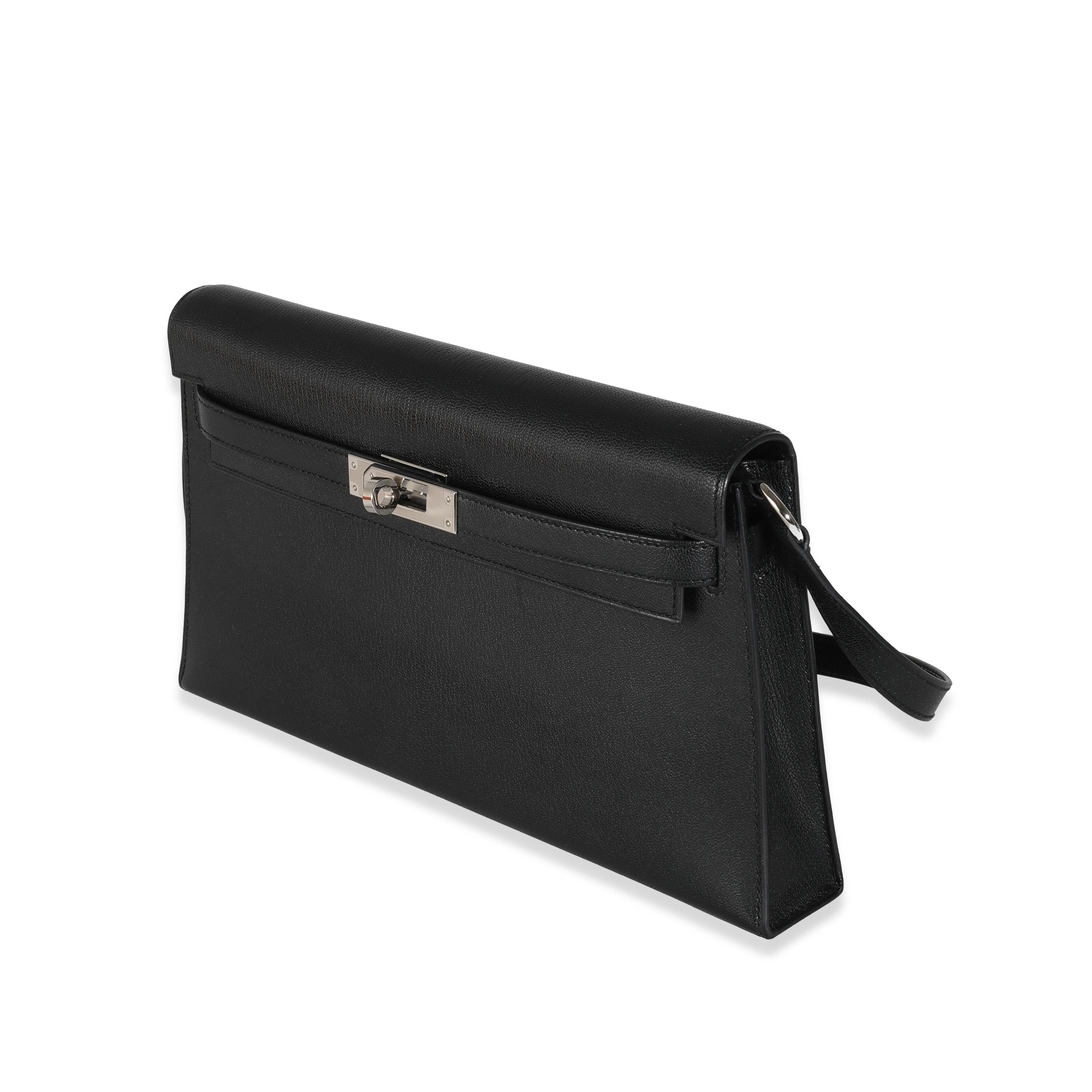 Women's Hermès Black Chevre Chamkila Kelly Elan PHW For Sale