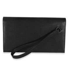 Hermès Black Chevre Chamkila Kelly Pocket Long Wallet EHW