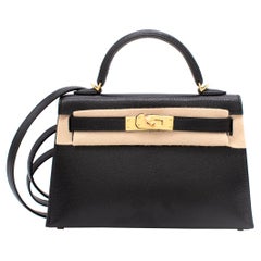 Hermès Schwarze Chevre Chamkila Mini Kelly Sellier II GHW