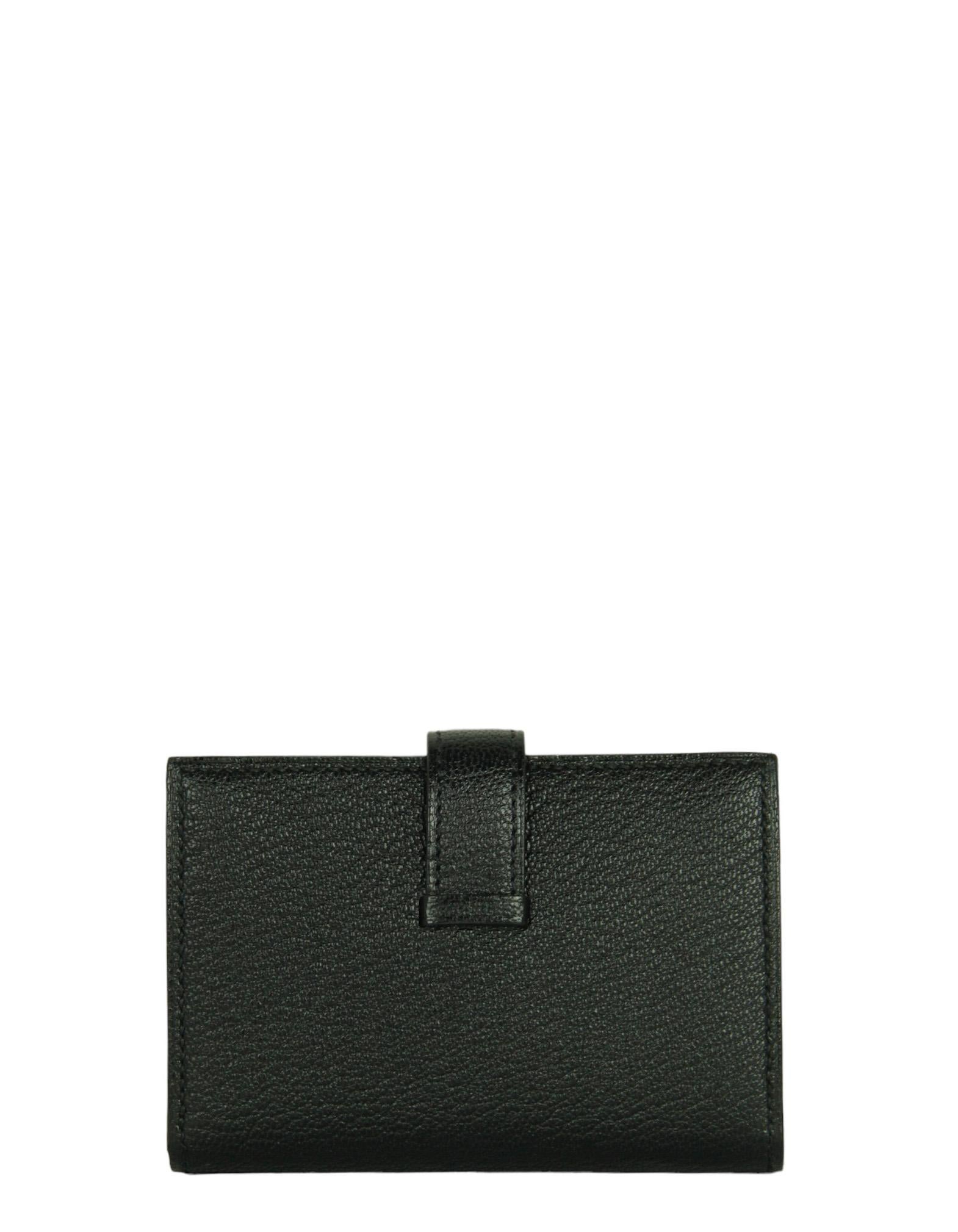 Hermes Black Chevre Leather Mini Bearn Wallet PHW Negro en venta