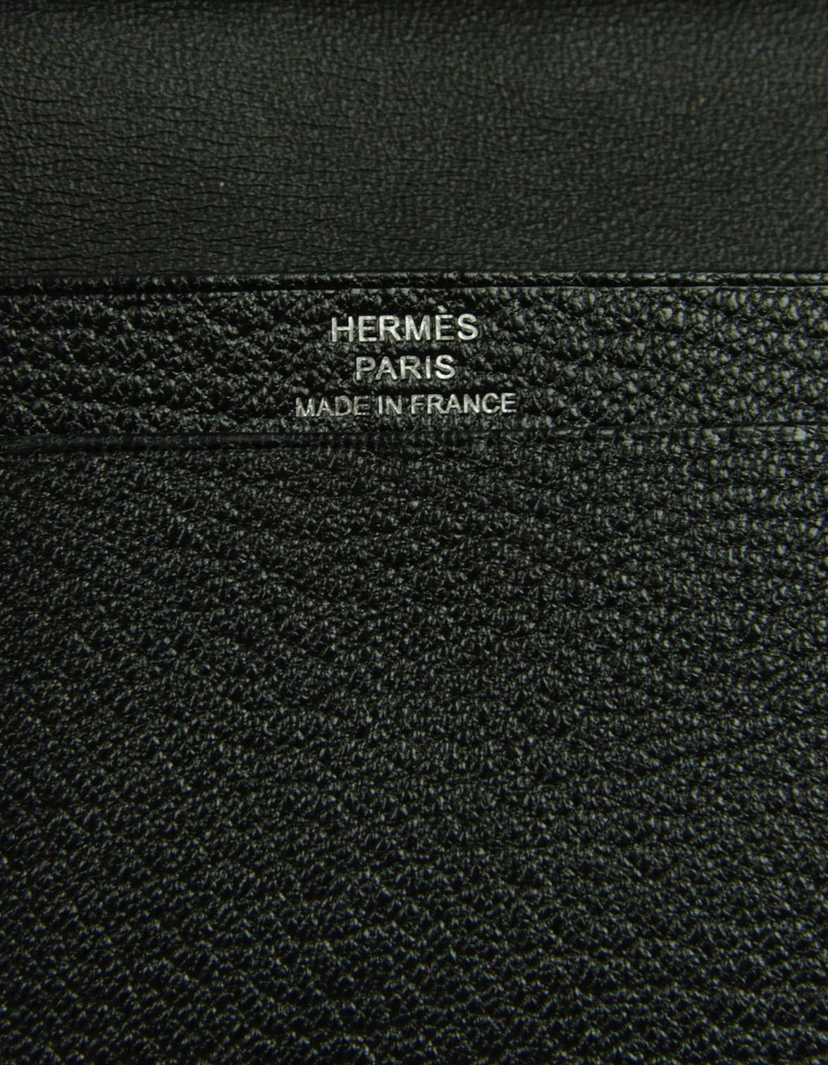 Hermes Black Chevre Leather Mini Bearn Wallet PHW en venta 2