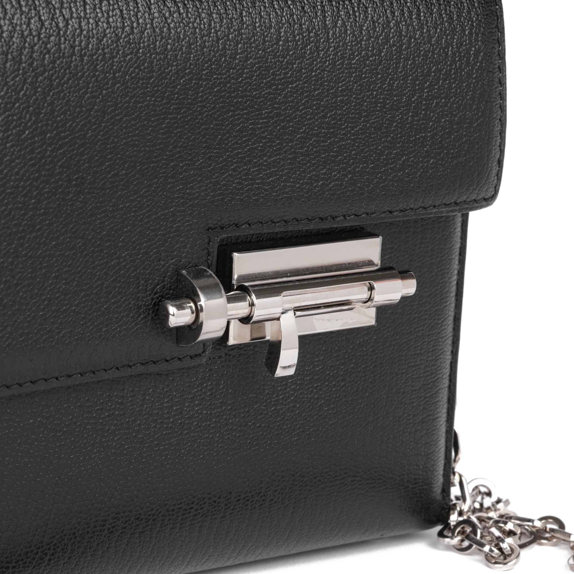Hermès Black Chevre Leather Verrou Chaine Mini en vente 2