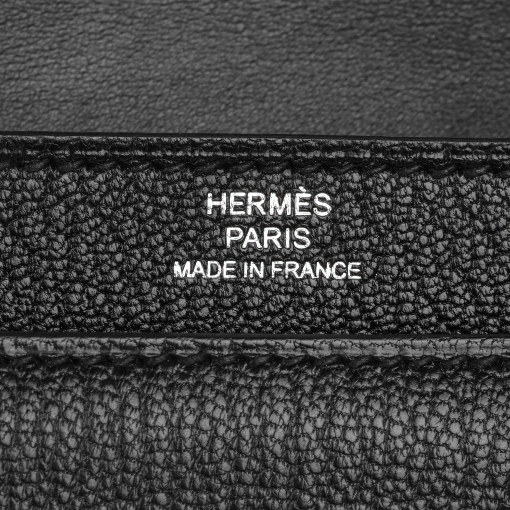 HERMÈS Black Chevre Leather Verrou Chaine Mini For Sale 2