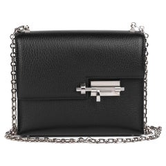 HERMÈS Mini Verrou Chaine en cuir chèvre noir