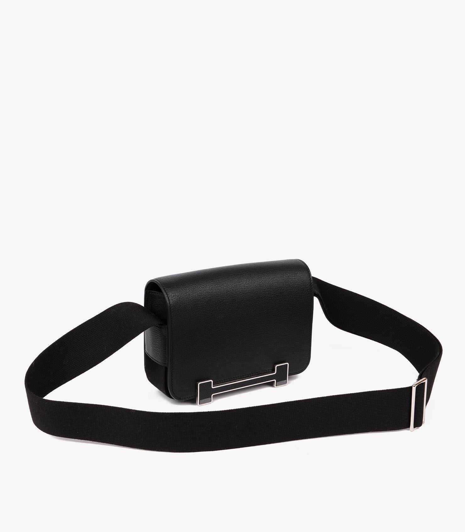 Hermès Black Chèvre Mysore Leather Geta In Excellent Condition In Bishop's Stortford, Hertfordshire