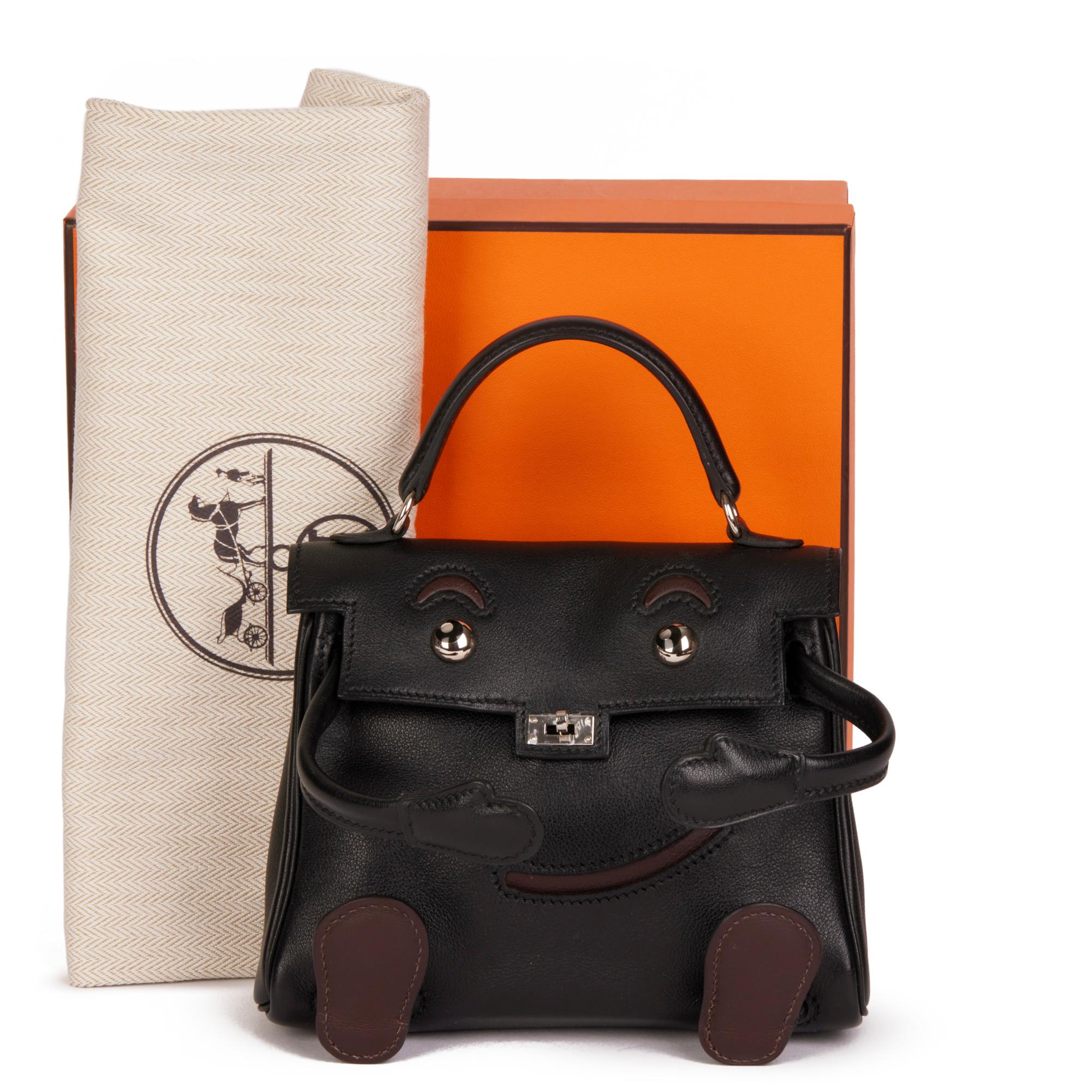 Hermès Black & Chocolate Gulliver Leather Vintage Kelly Quelle Idole Doll im Angebot 6