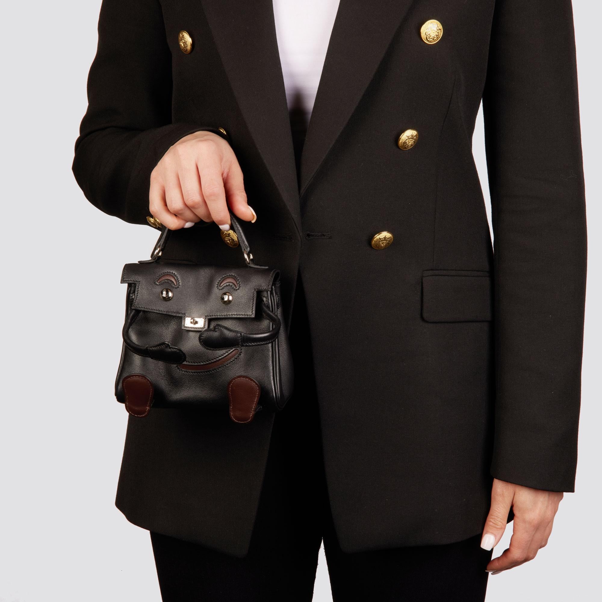Hermès Black & Chocolate Gulliver Leather Vintage Kelly Quelle Idole Doll im Angebot 7